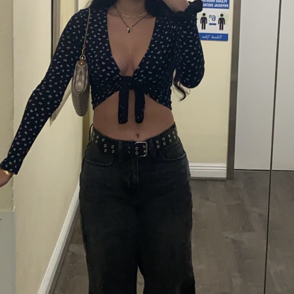 Brandy Melville Floral Wrap Top/ Tie Top